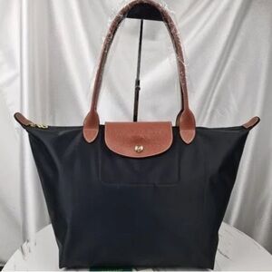 Longchamp Black Tote with Brown Leather Trim👩🌾👩🌾